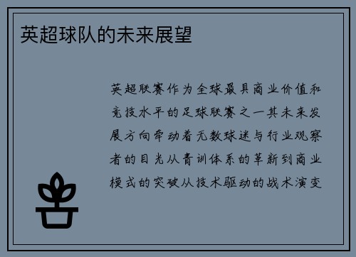 英超球队的未来展望