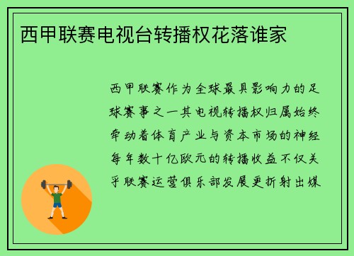 西甲联赛电视台转播权花落谁家